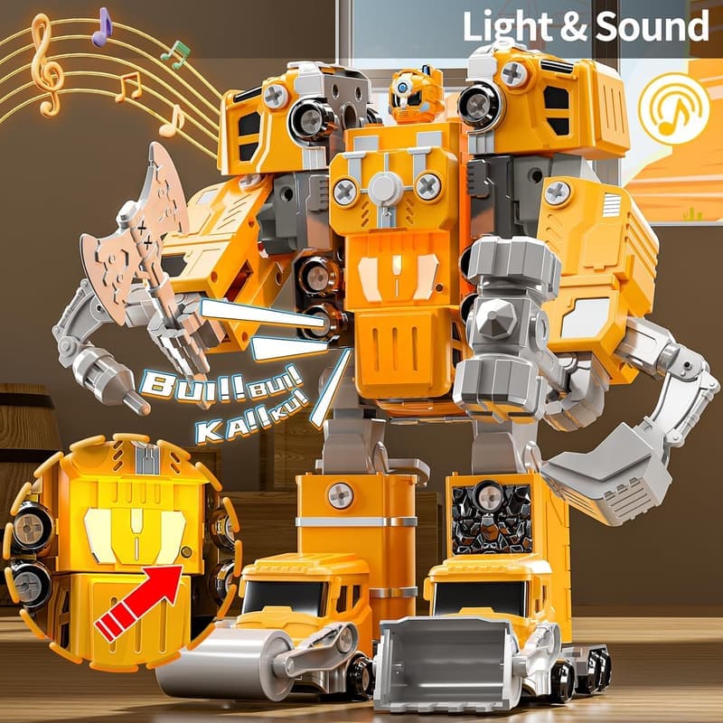 5-in-1 Take Apart Construction Vehicle Robot Toy for Boys 5-8