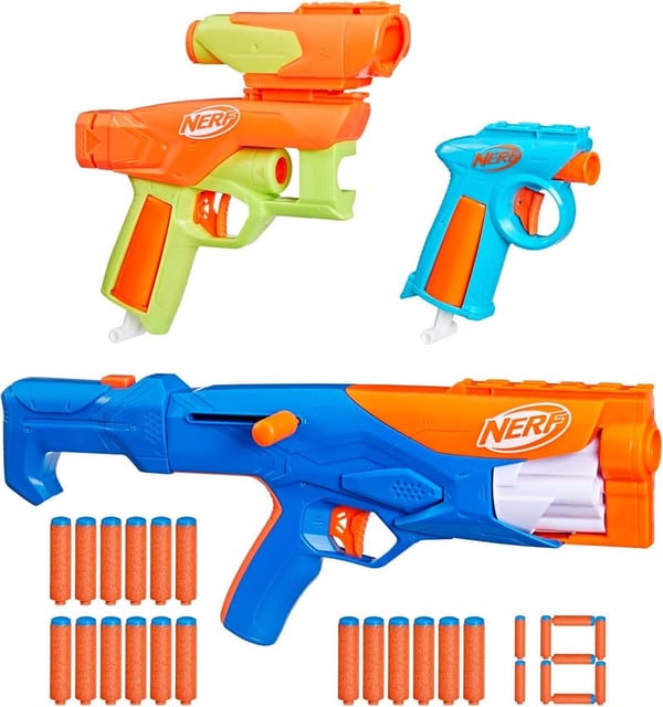 NERF N Series Gear Up Pack with 3 Blasters & 18 Darts, Ages 8+