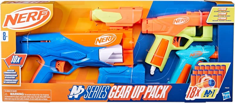 NERF N Series Gear Up Pack with 3 Blasters & 18 Darts, Ages 8+