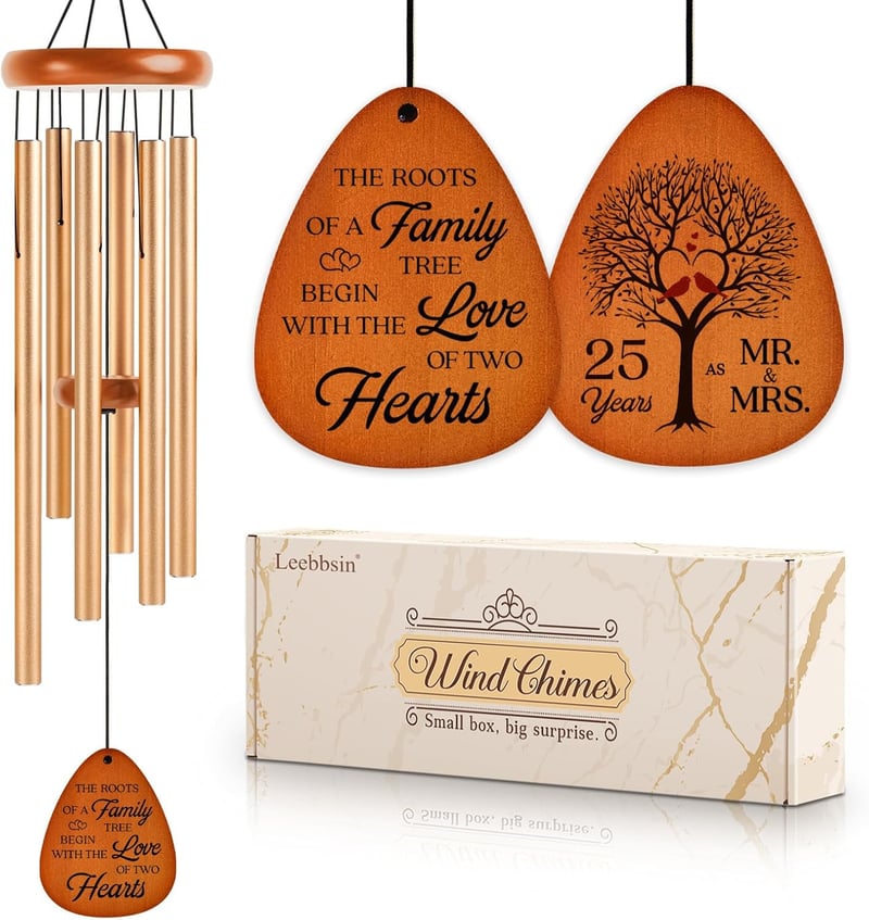 25th Anniversary Wind Chime - Silver Keepsake for Couples