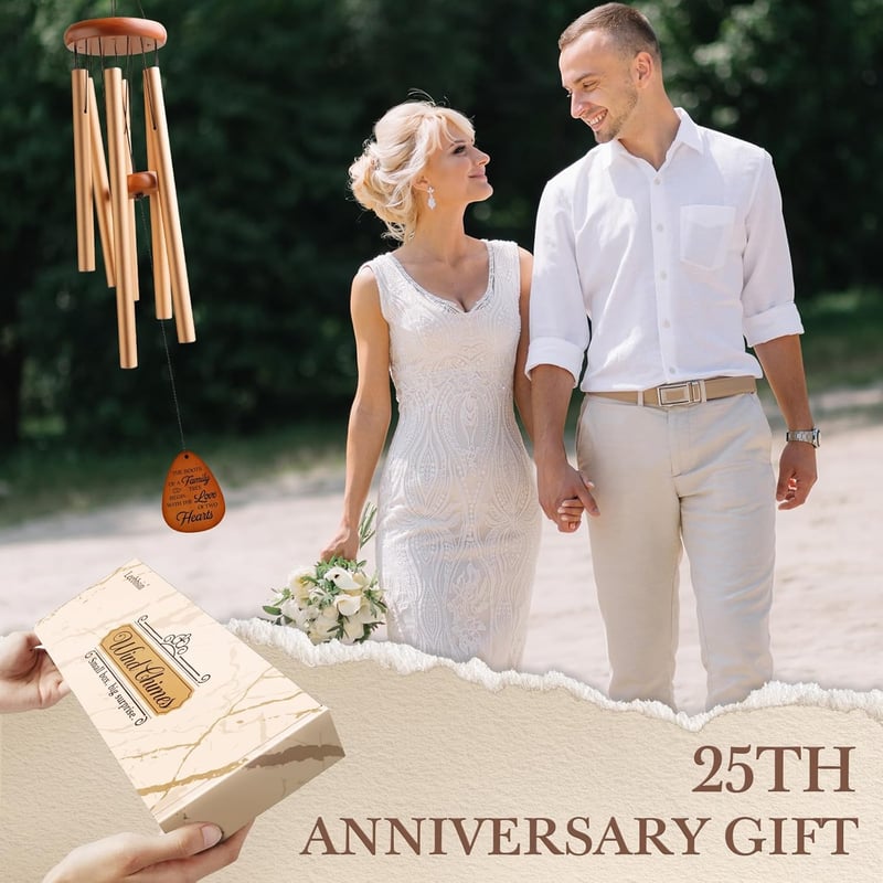 25th Anniversary Wind Chime - Silver Keepsake for Couples