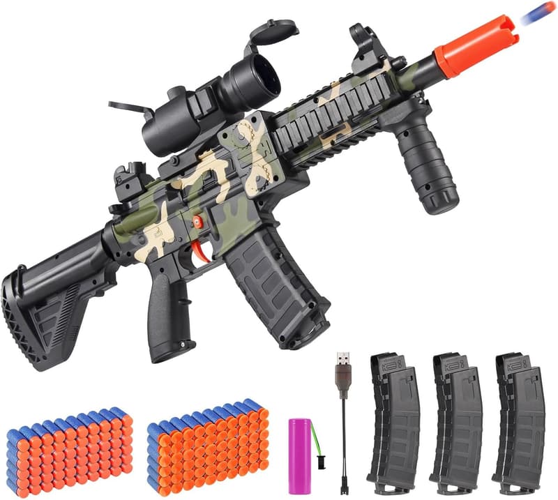 Electric Sniper Foam Blaster Gun with 120 Bullets - Ages 8-12