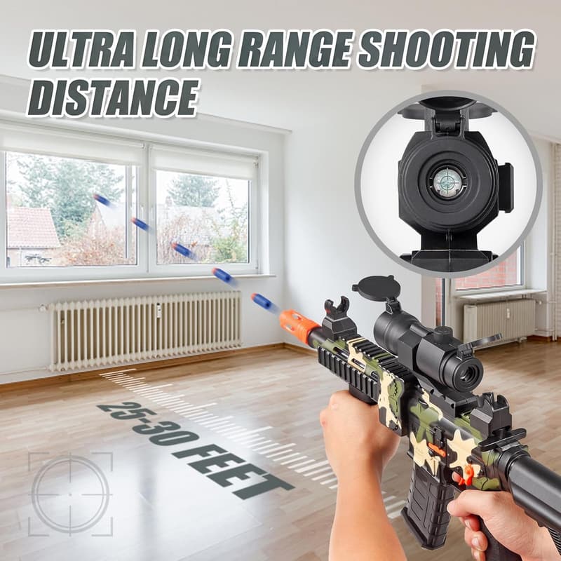 Electric Sniper Foam Blaster Gun with 120 Bullets - Ages 8-12