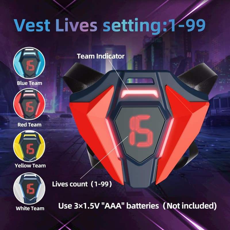 Laser Tag Set of 4 with Vest for Teens & Adults - Birthday Fun