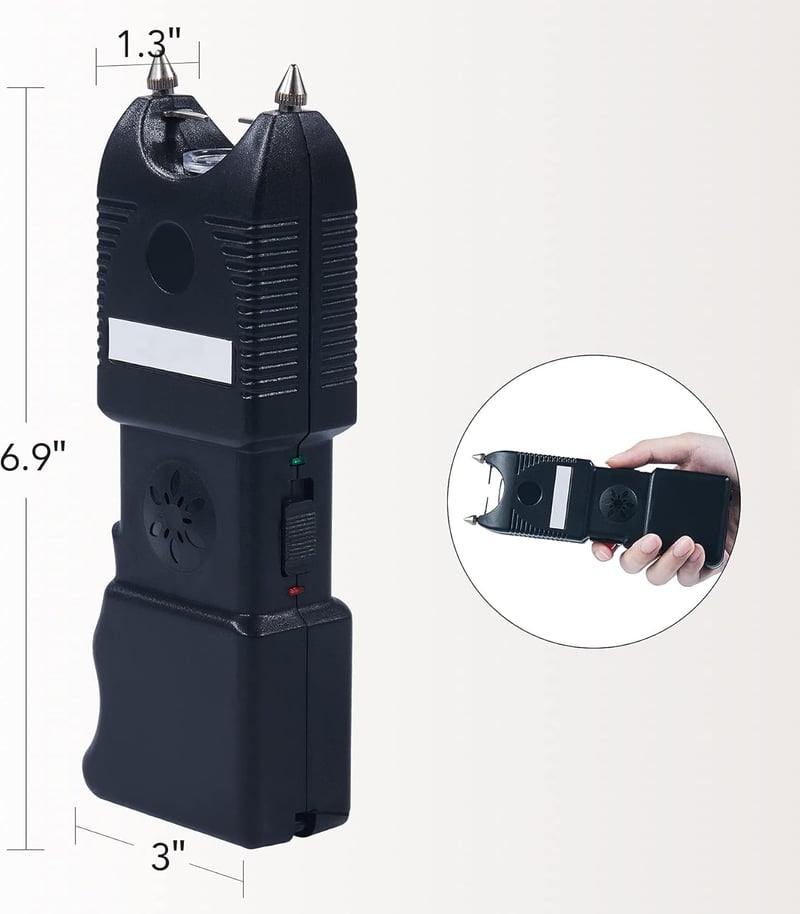Self Defense Stun Gun with Tactical Flashlight & Alarm, Black