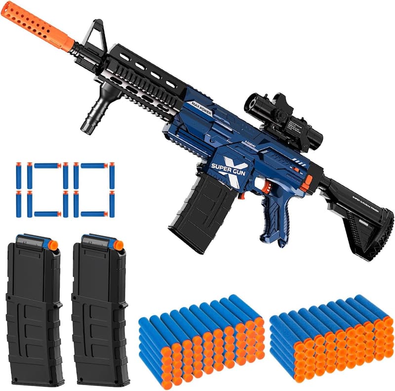 Electric Automatic Toy Gun with 100 Soft Bullets for Kids