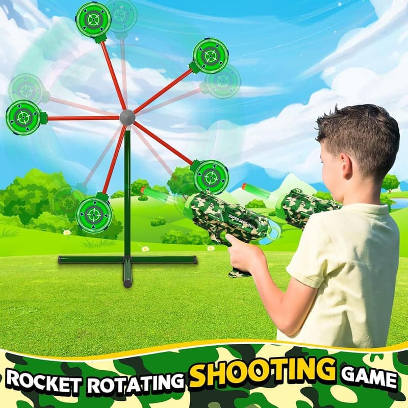 Kids' Outdoor Rocket Shooting Toy Set with 2 Guns & 20 Darts