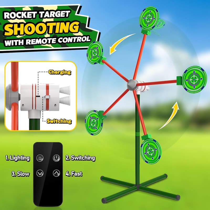 Kids' Outdoor Rocket Shooting Toy Set with 2 Guns & 20 Darts