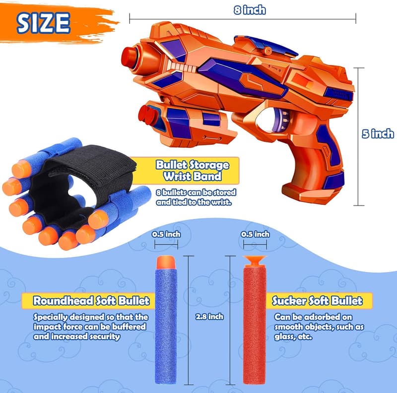 Blaster Toy Guns - 2 Pack Outdoor Fun for Kids Ages 6-10