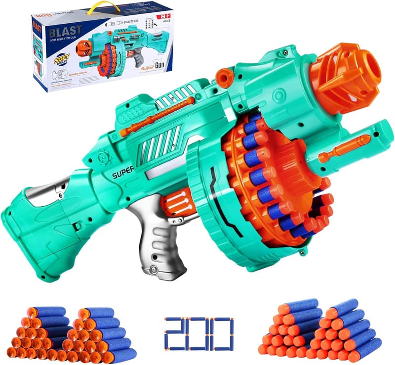Automatic Electric Foam Blaster Toy Gun with 200 Bullets - Birthday Gift for Boys