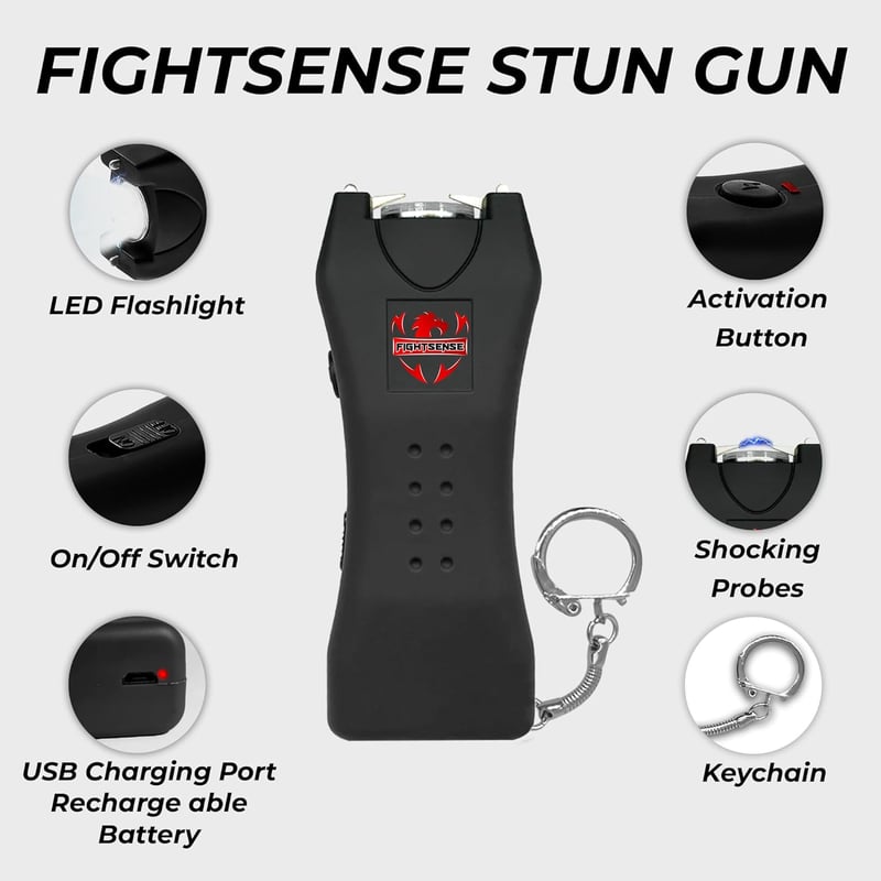 Heavy Duty Stun Gun Keychain with Flashlight for Self-Defense