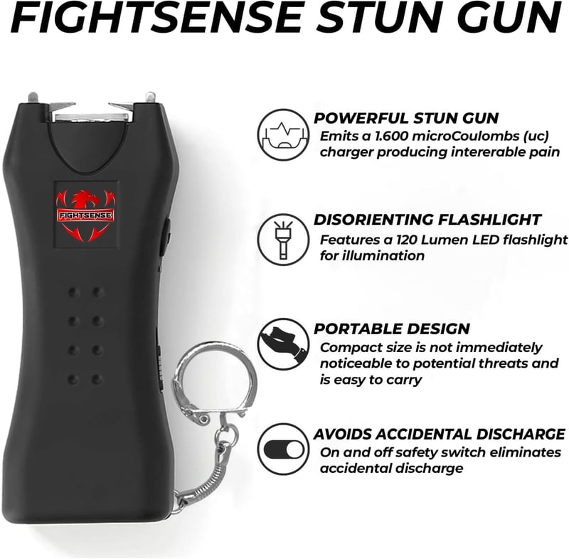Heavy Duty Stun Gun Keychain with Flashlight for Self-Defense