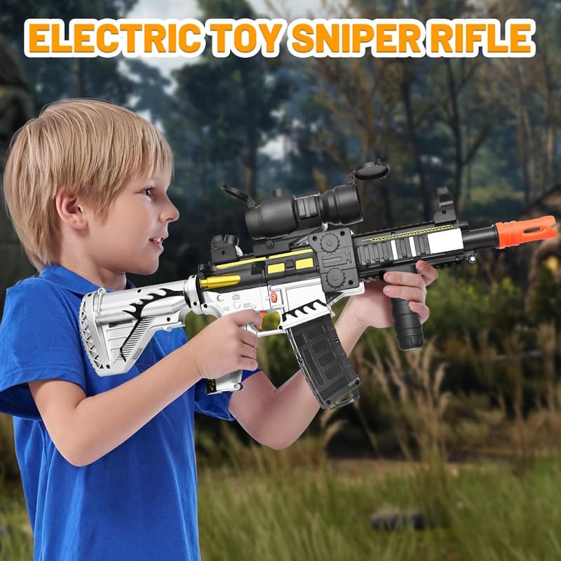 Electric Sniper Rifle Toy Gun with 120 Bullets - Indoor/Outdoor Gift for Ages 8-12
