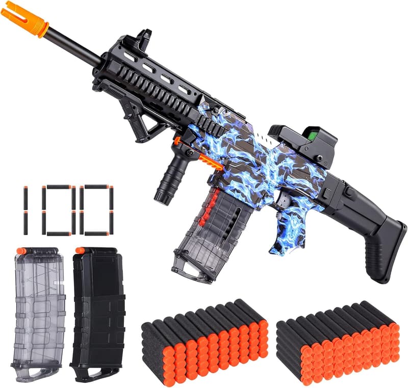 Electric Automatic Toy Gun with 100 Soft Bullets for Kids
