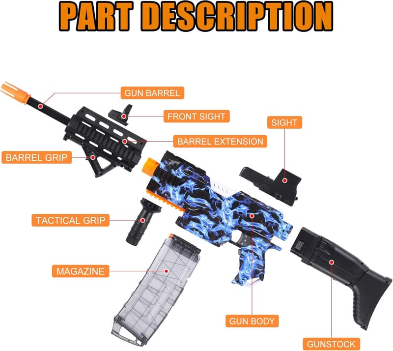 Electric Automatic Toy Gun with 100 Soft Bullets for Kids