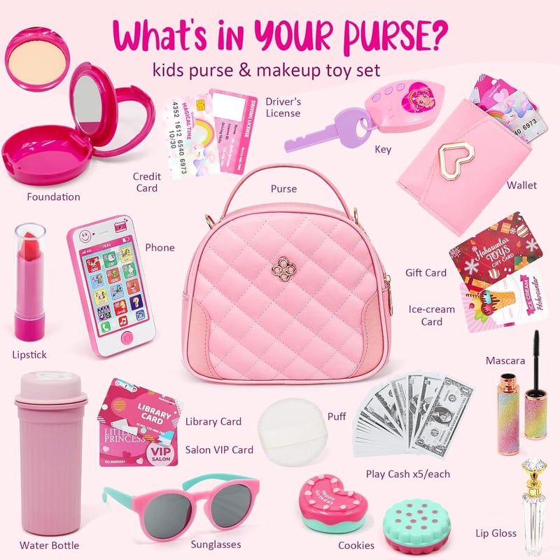 Princess Toy Purse Set for Kids - Light & Sound Accessories