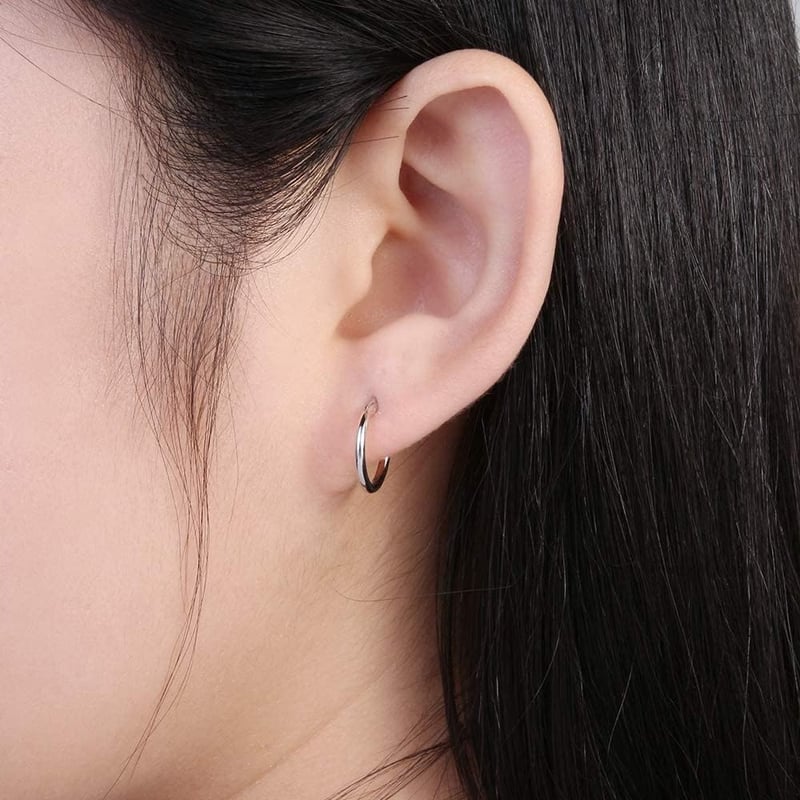 High-Polished 925 Sterling Silver Tiny Hoop Earrings