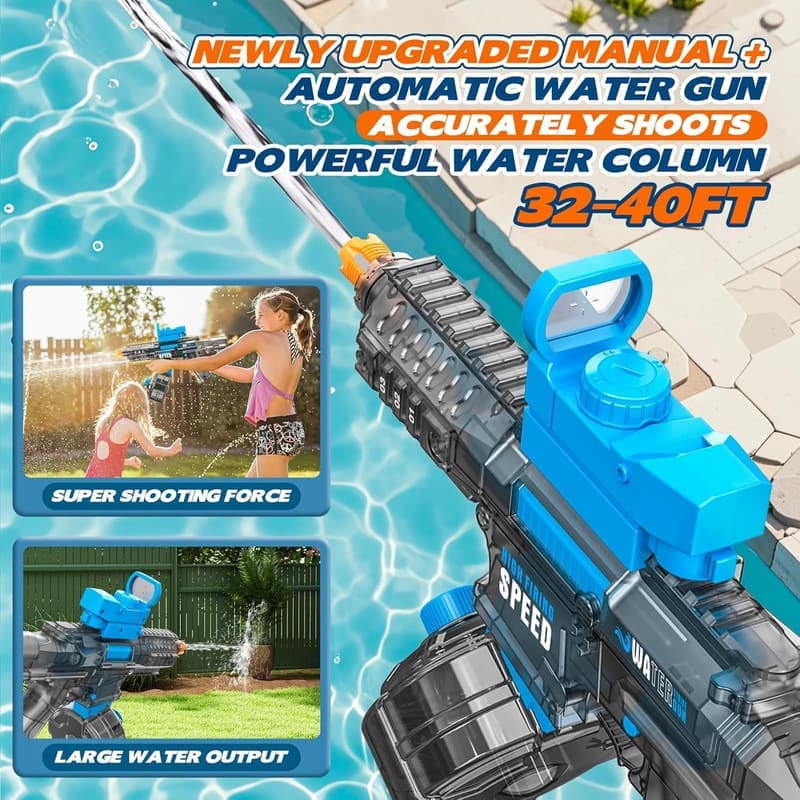 Powerful Automatic Water Gun - 36FT Range, 520CC Capacity, 120 min Battery Life