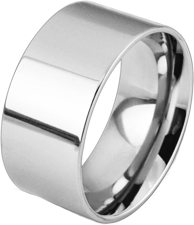 Men's 10mm Wide Polished Stainless Steel Comfort Fit Band
