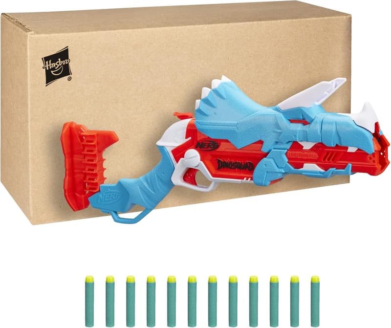 Nerf DinoSquad Tricera-Blast Blaster with 12 Official Darts