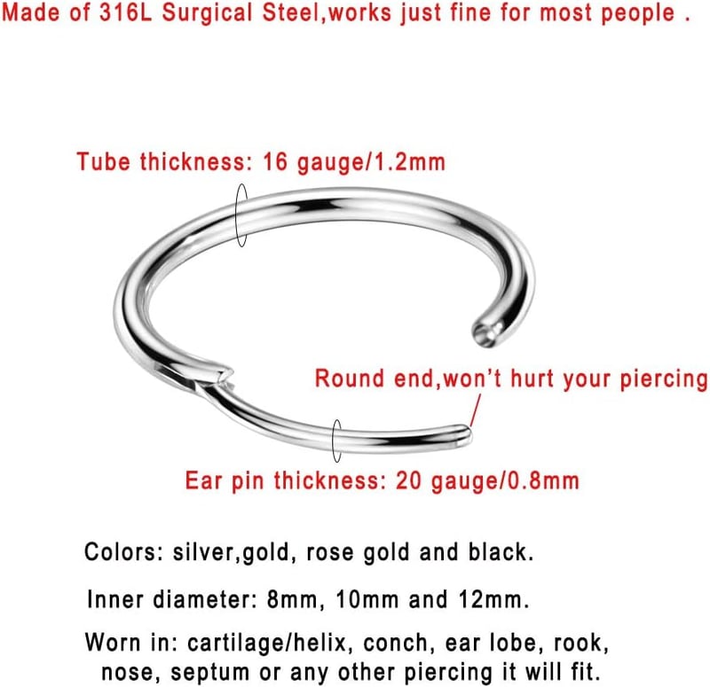Trendy Surgical Steel Hoop Earrings for Women and Men