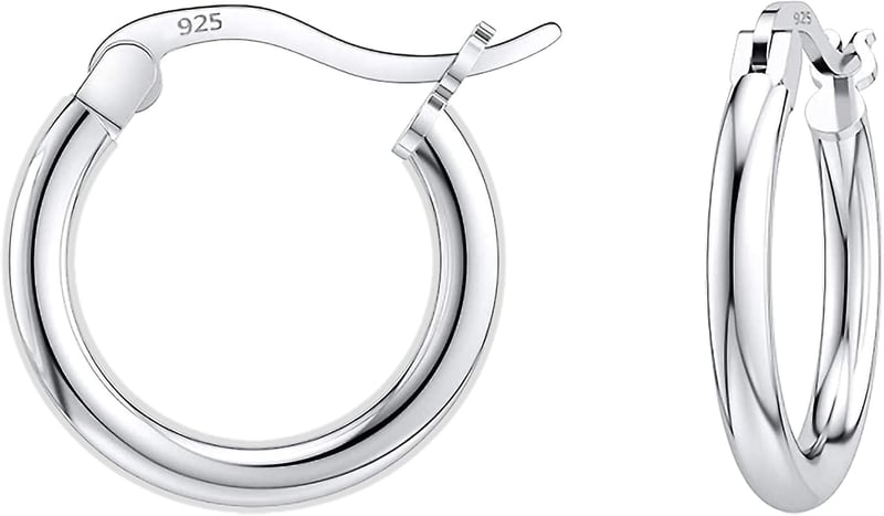 925 Sterling Silver Round Hoop Earrings for Men & Women