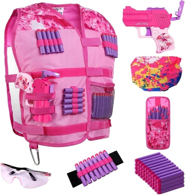 Kids Pink Tactical Blaster Vest Kit for Nerf Rebelle