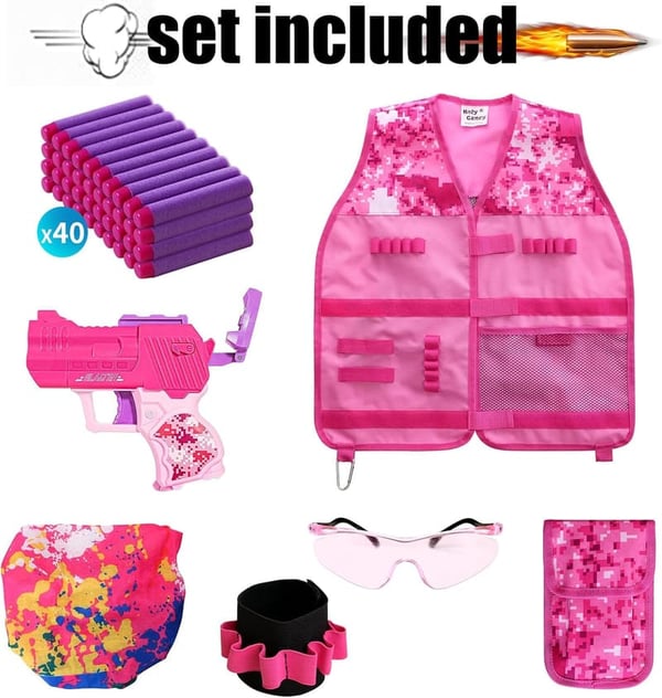 Kids Pink Tactical Blaster Vest Kit for Nerf Rebelle