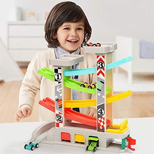 Toddler Car Ramp Race Track Set with Parking & Gas Station