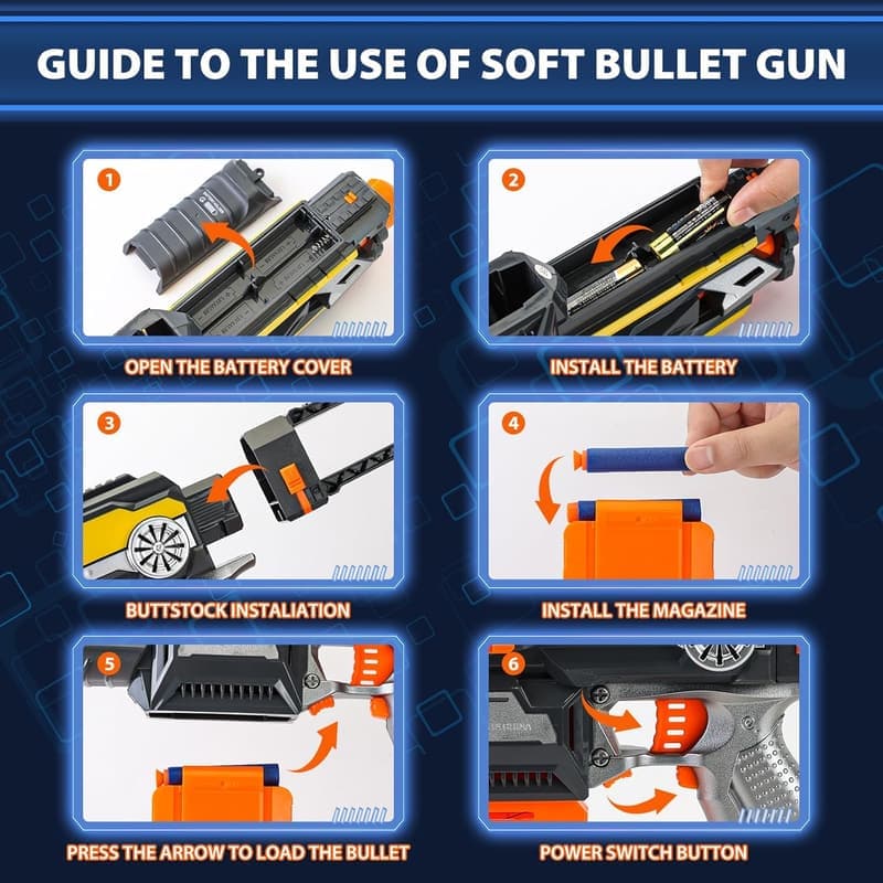 Electric Foam Blaster Toy Gun with 40 Bullets - Birthday Gift for Kids 6+