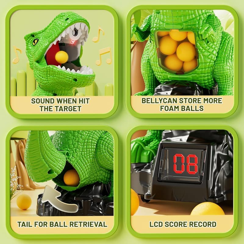 Interactive Dinosaur Shooting Toy Set for Kids Ages 3-8