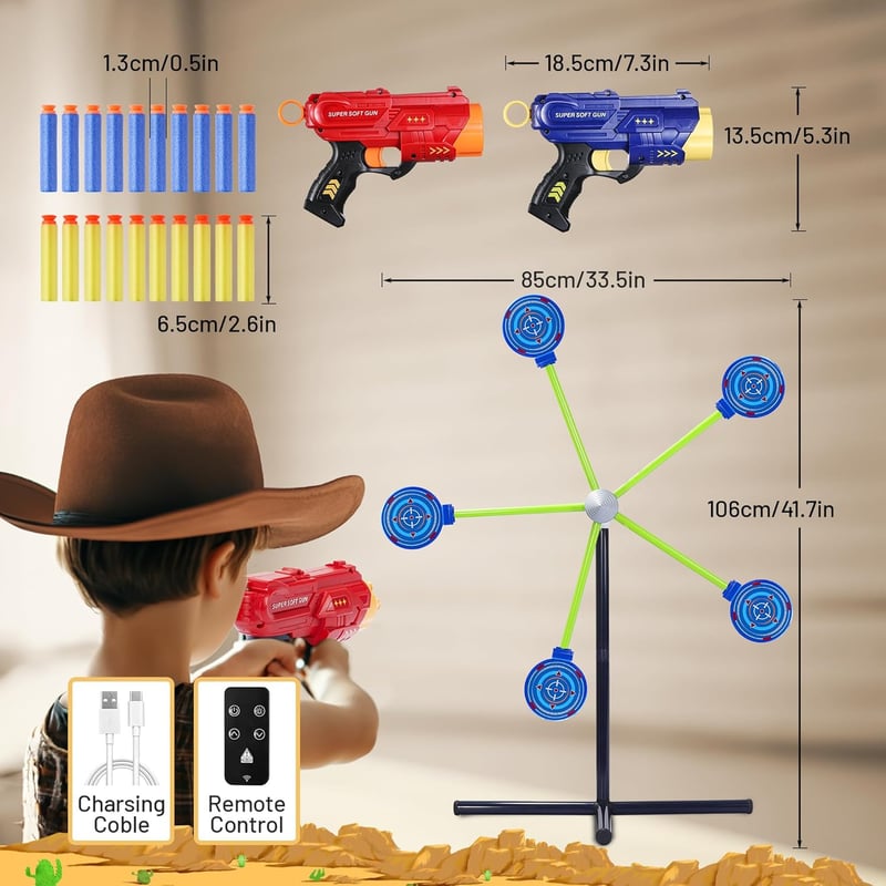 Kids' Foam Dart Toy Gun with Auto Reset Target