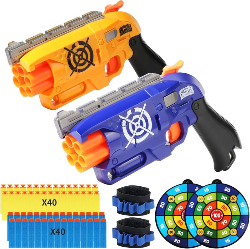 Nerf Foam Blaster 6-Dart Rotating Drum - 2 Pack for Boys