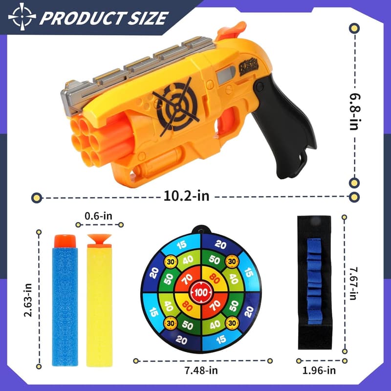 Nerf Foam Blaster 6-Dart Rotating Drum - 2 Pack for Boys