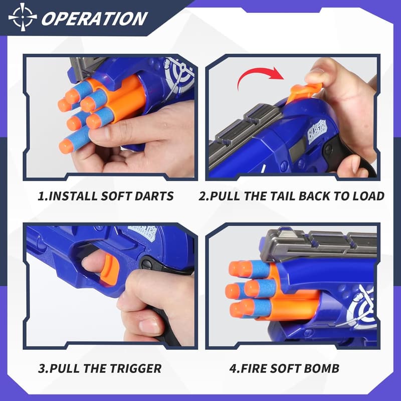 Nerf Foam Blaster 6-Dart Rotating Drum - 2 Pack for Boys