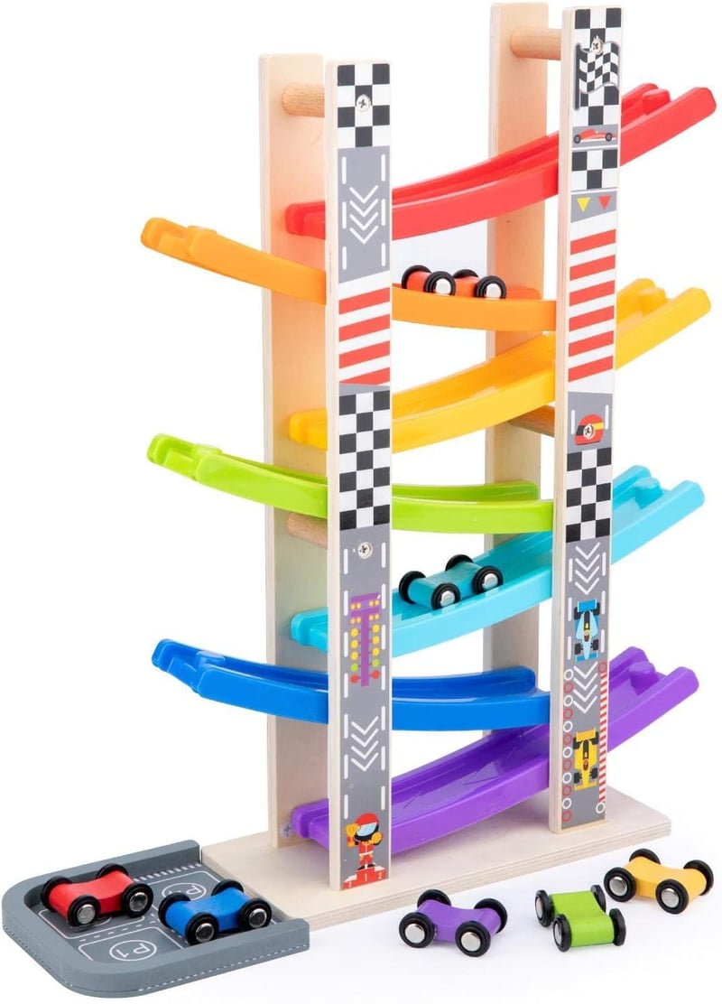 Wooden Car Ramp Racer Set - Montessori Toy for Toddlers