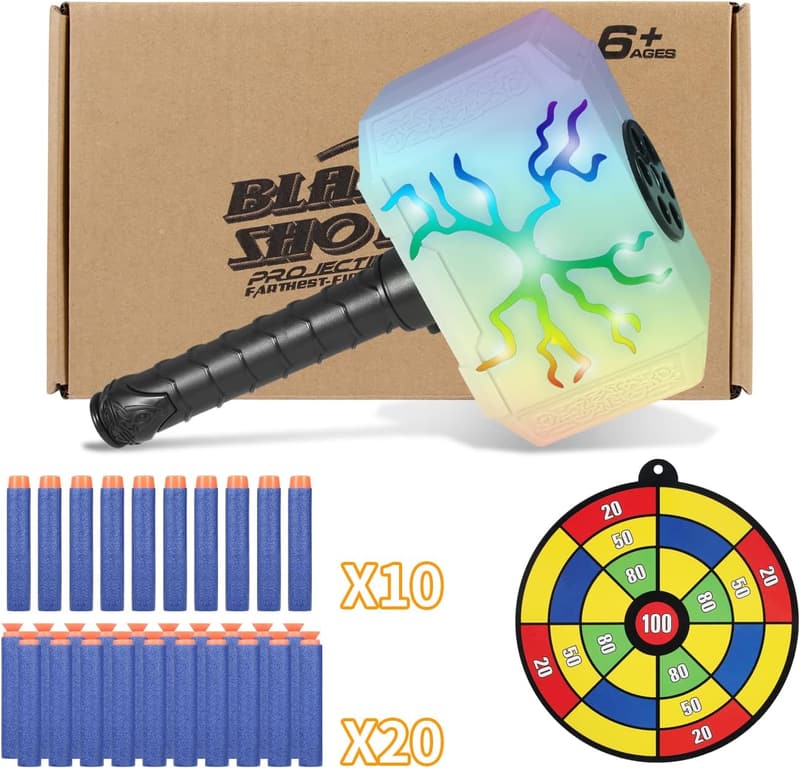 Thor's Dart-Blasting Hammer Toy with Lights for Kids 5+