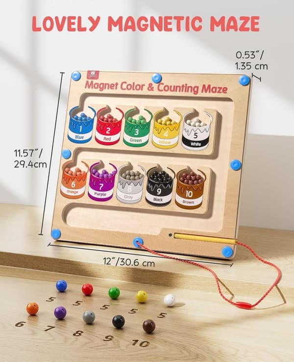 Magnetic Color and Number Maze Toy for Kids 3-5 Years Old