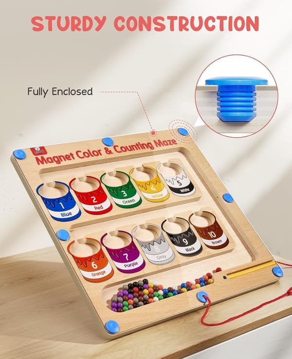 Magnetic Color and Number Maze Toy for Kids 3-5 Years Old