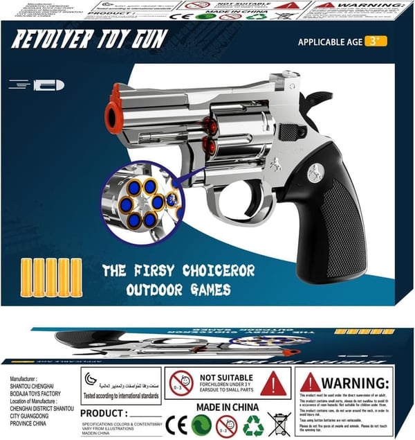 Foam Blaster Toy Revolver with 40 Sponge Bullets for Kids 6+