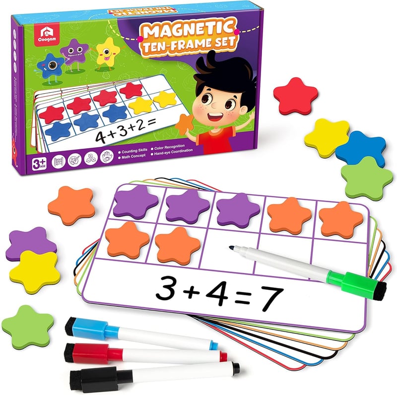 Montessori Magnetic Ten-Frame Set for Kids 3-5 Years
