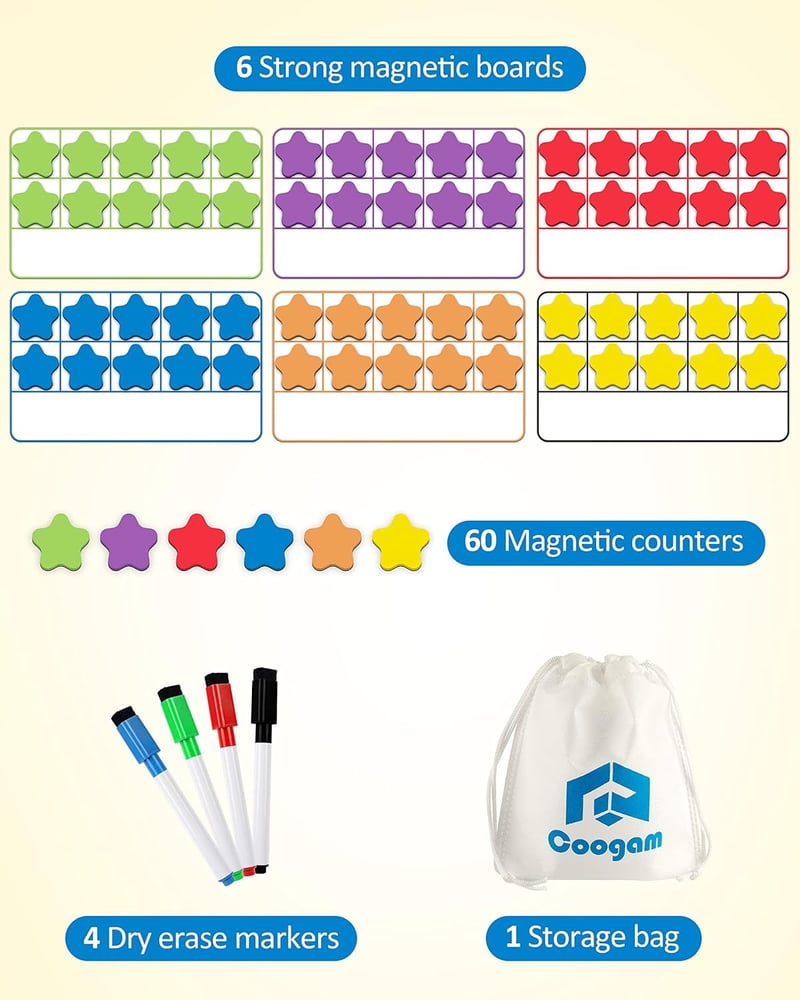 Montessori Magnetic Ten-Frame Set for Kids 3-5 Years
