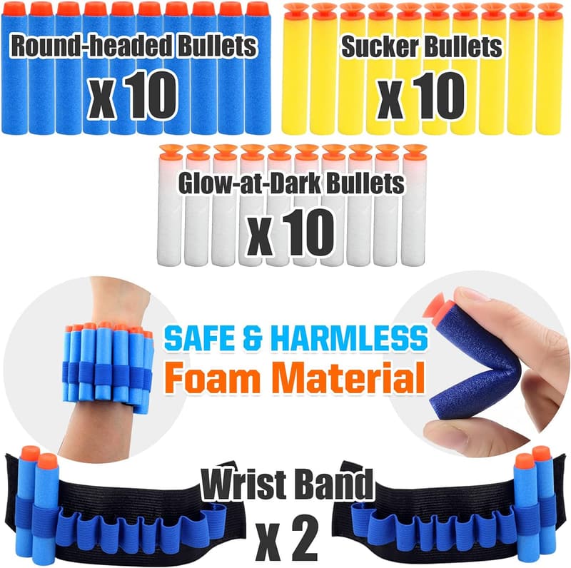 Dinosaur Toy Blaster Set for Boys, 2 Pack with 30 Foam Darts