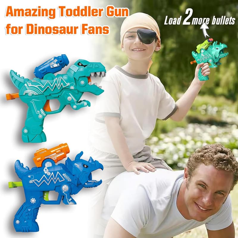 Dinosaur Toy Blaster Set for Boys, 2 Pack with 30 Foam Darts