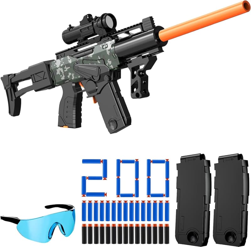 Electric Toy Sniper Rifle Blaster with 200 Darts - Ideal Gift for Kids 8+