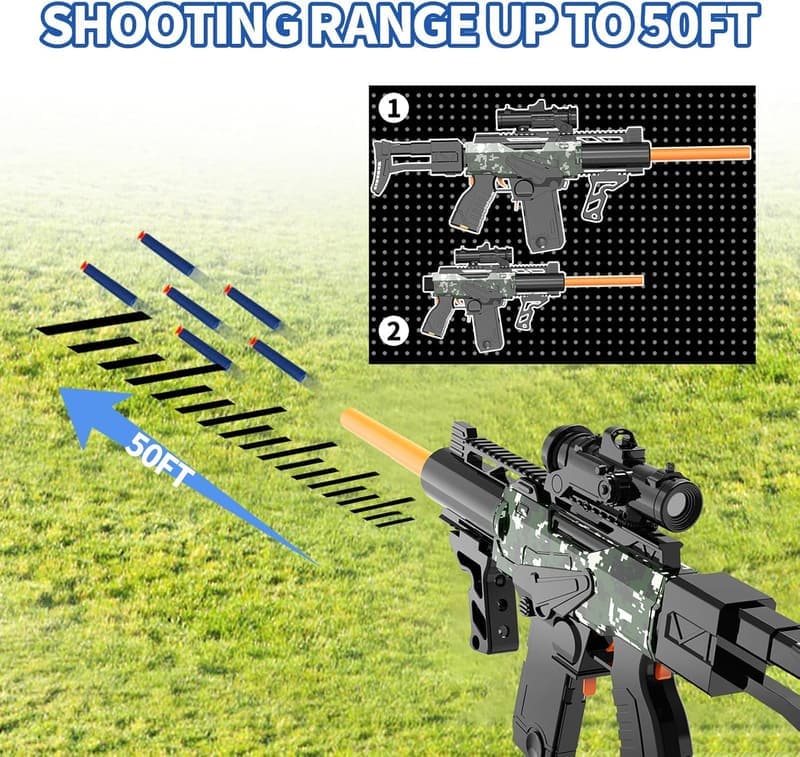Electric Toy Sniper Rifle Blaster with 200 Darts - Ideal Gift for Kids 8+