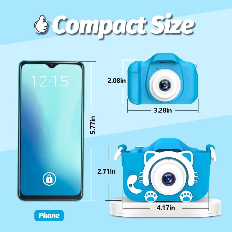 Kids Digital Camera with Cartoon Cover - Gift for Ages 3-8