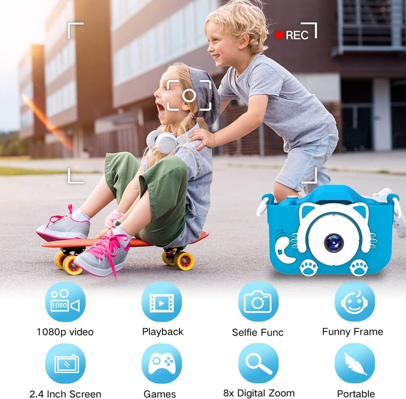 Kids Digital Camera with Cartoon Cover - Gift for Ages 3-8