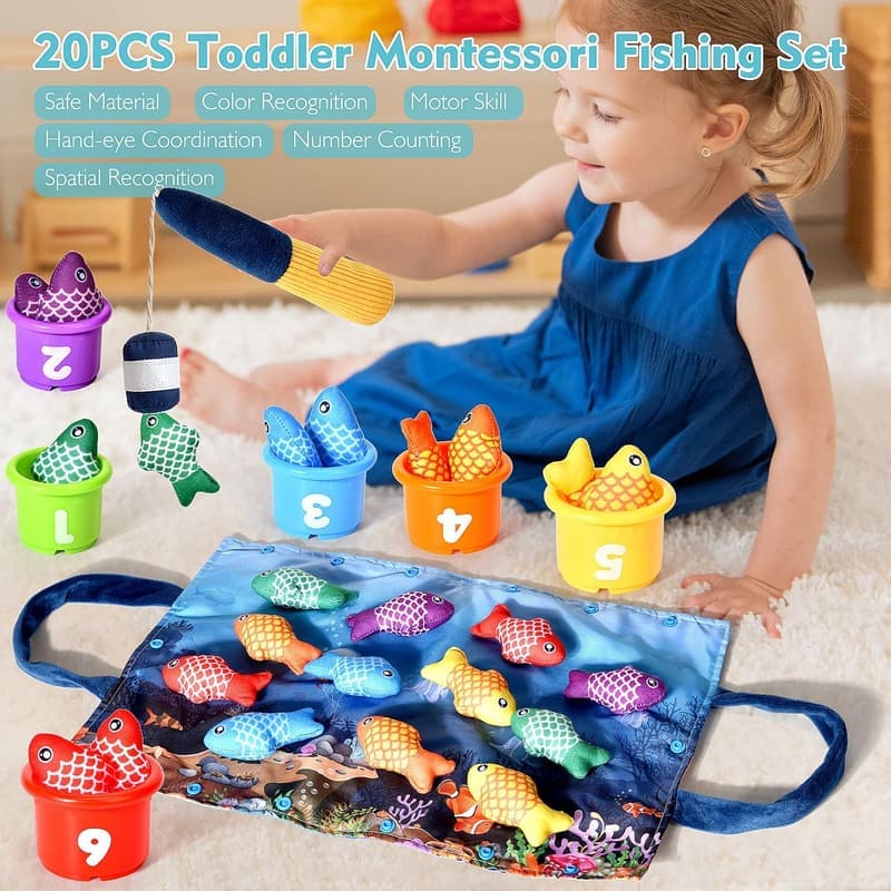 Cloth Fishing Game for 1-Year-Old Toddlers - Montessori Learning Toy