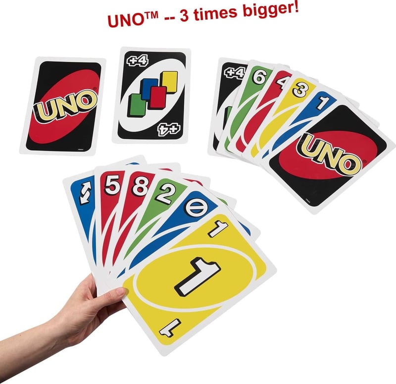 Giant UNO Card Game for Ages 7+, 108 Oversized Cards